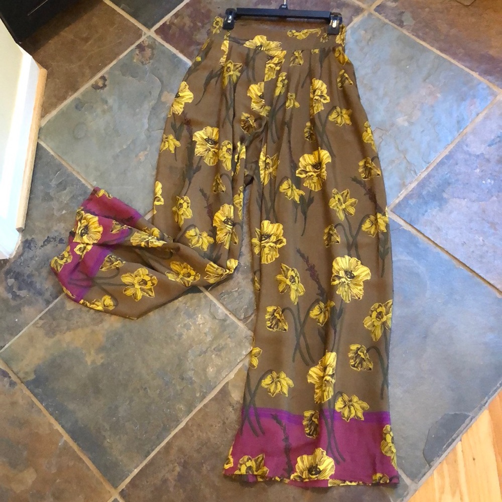 Anthropologie wide leg flowy pants